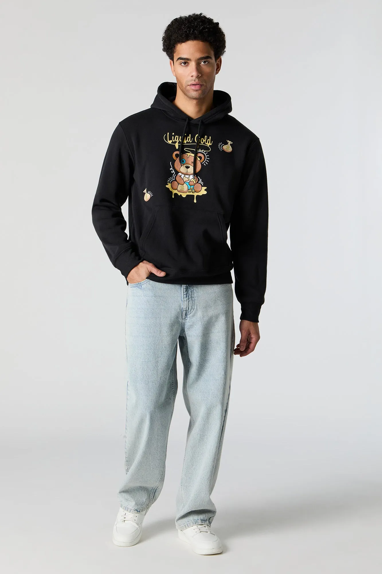 Liquid Gold Graphic Fleece Hoodie sold by Charlotte Russe product image thumbnail 4