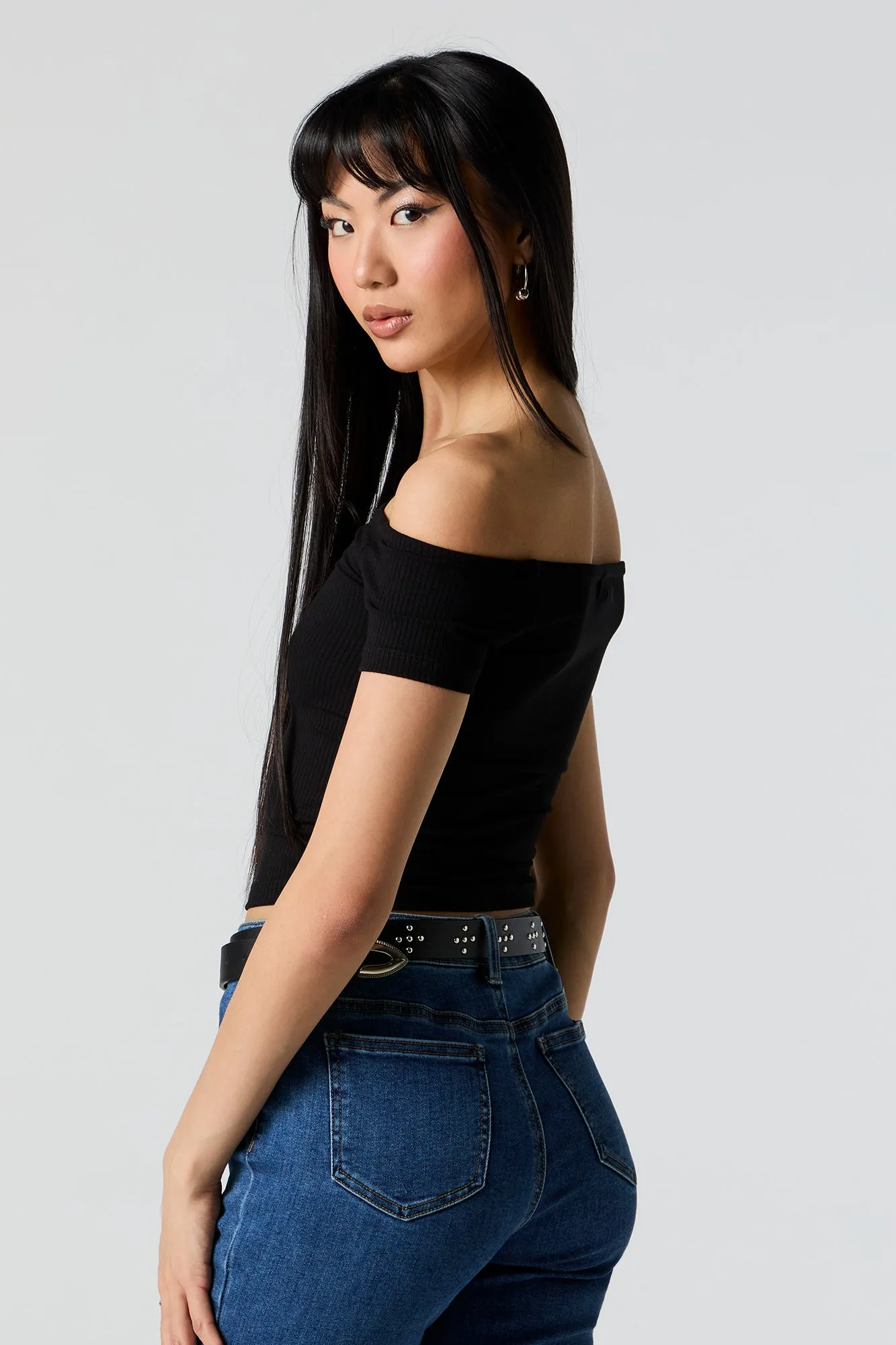 Ribbed Off Shoulder Top sold by Charlotte Russe product image thumbnail 2