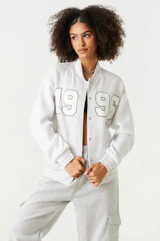 1996 Graphic Oversized Varsity Jacket sold by Charlotte Russe