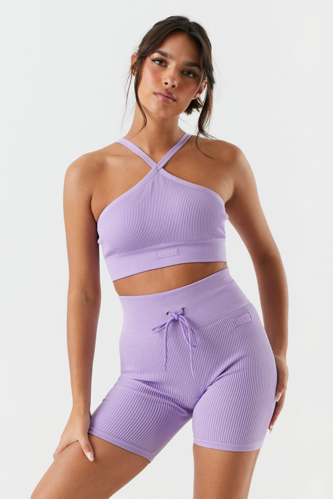 Refuge Seamless Ribbed Cross Neck Bra sold by Charlotte Russe product image thumbnail 5