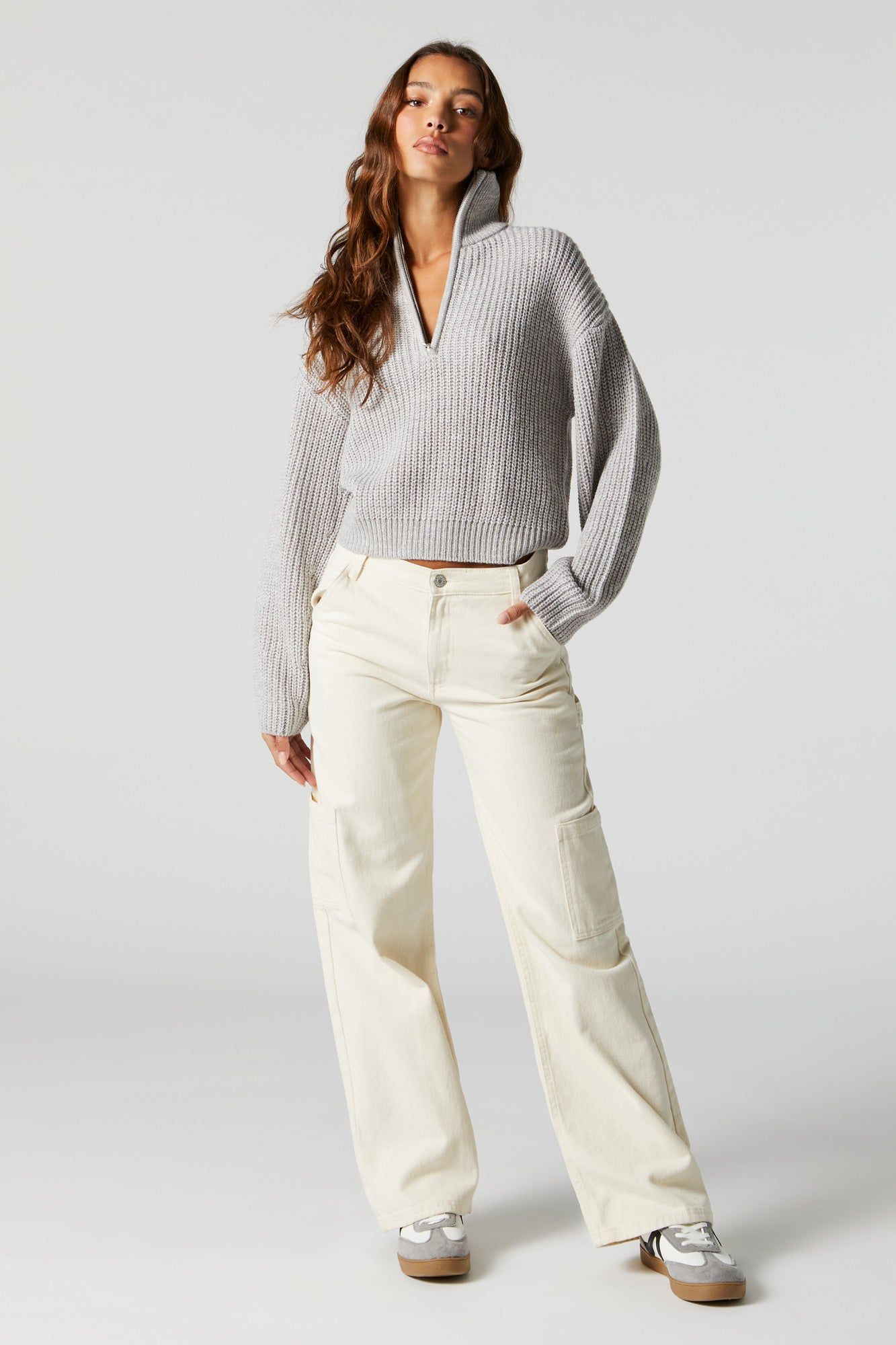 Quarter Zip Knit Sweater sold by Charlotte Russe product image thumbnail 3