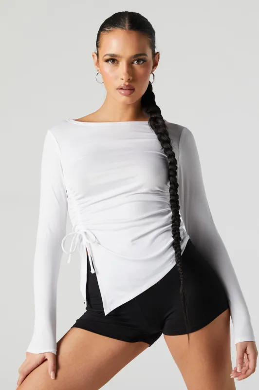 Contour Asymmetrical Cinched Long Sleeve Top sold by Charlotte Russe