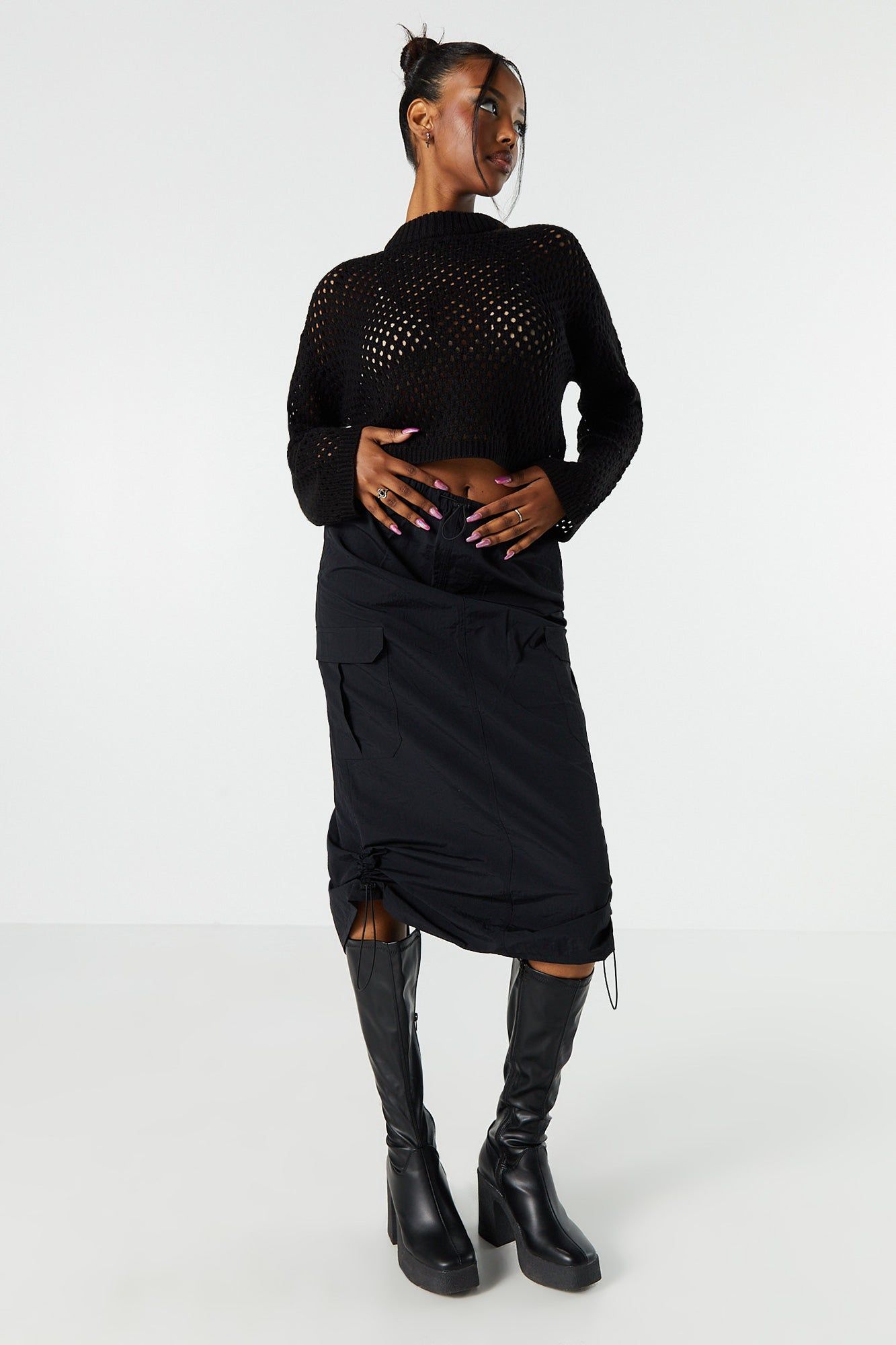 Nylon Cargo Parachute Midi Skirt sold by Charlotte Russe product image thumbnail 2