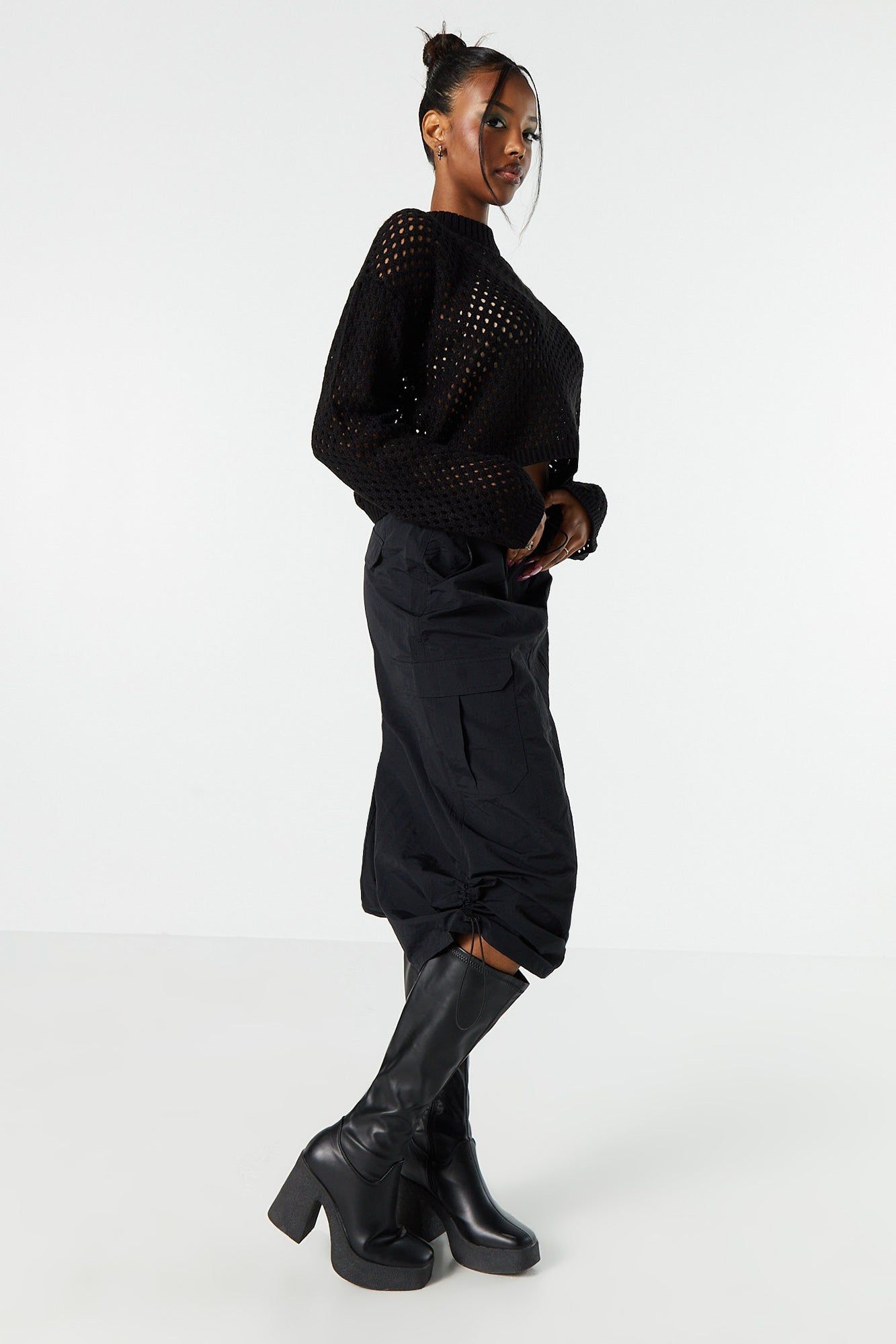 Nylon Cargo Parachute Midi Skirt sold by Charlotte Russe product image thumbnail 4