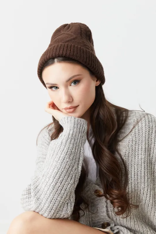 Brushed Cable Knit Beanie sold by Charlotte Russe