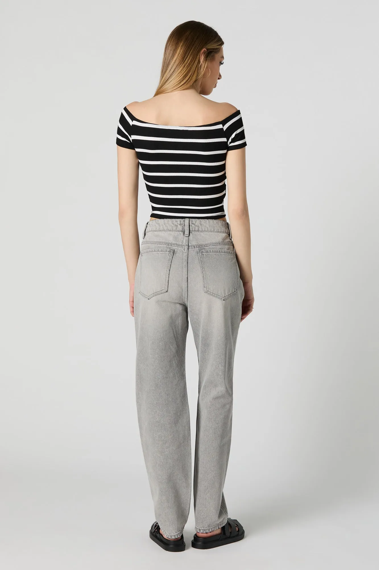 Grey Wash High Rise Straight Leg Jean sold by Charlotte Russe product image thumbnail 3