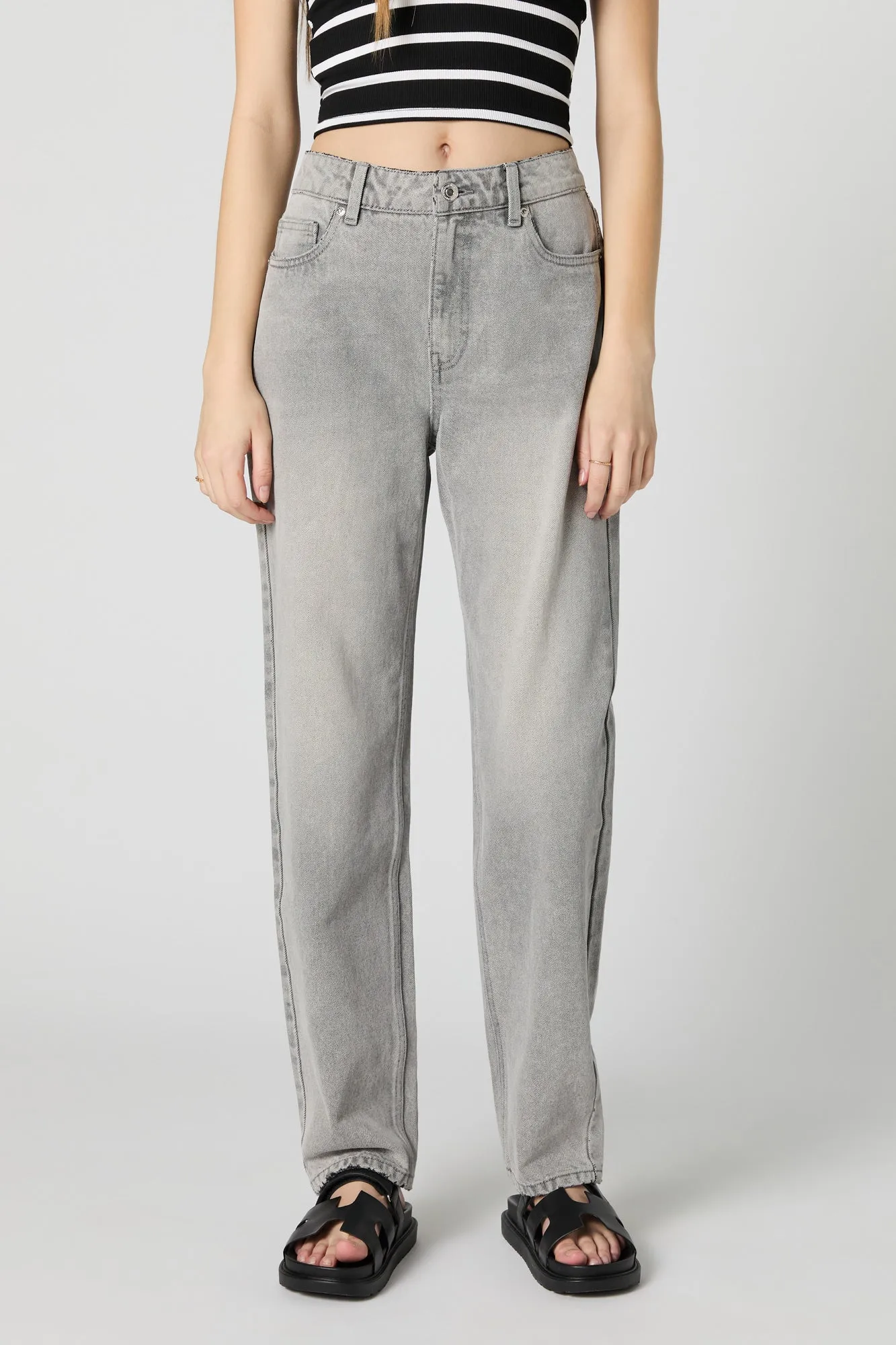 Grey Wash High Rise Straight Leg Jean sold by Charlotte Russe product image thumbnail 2