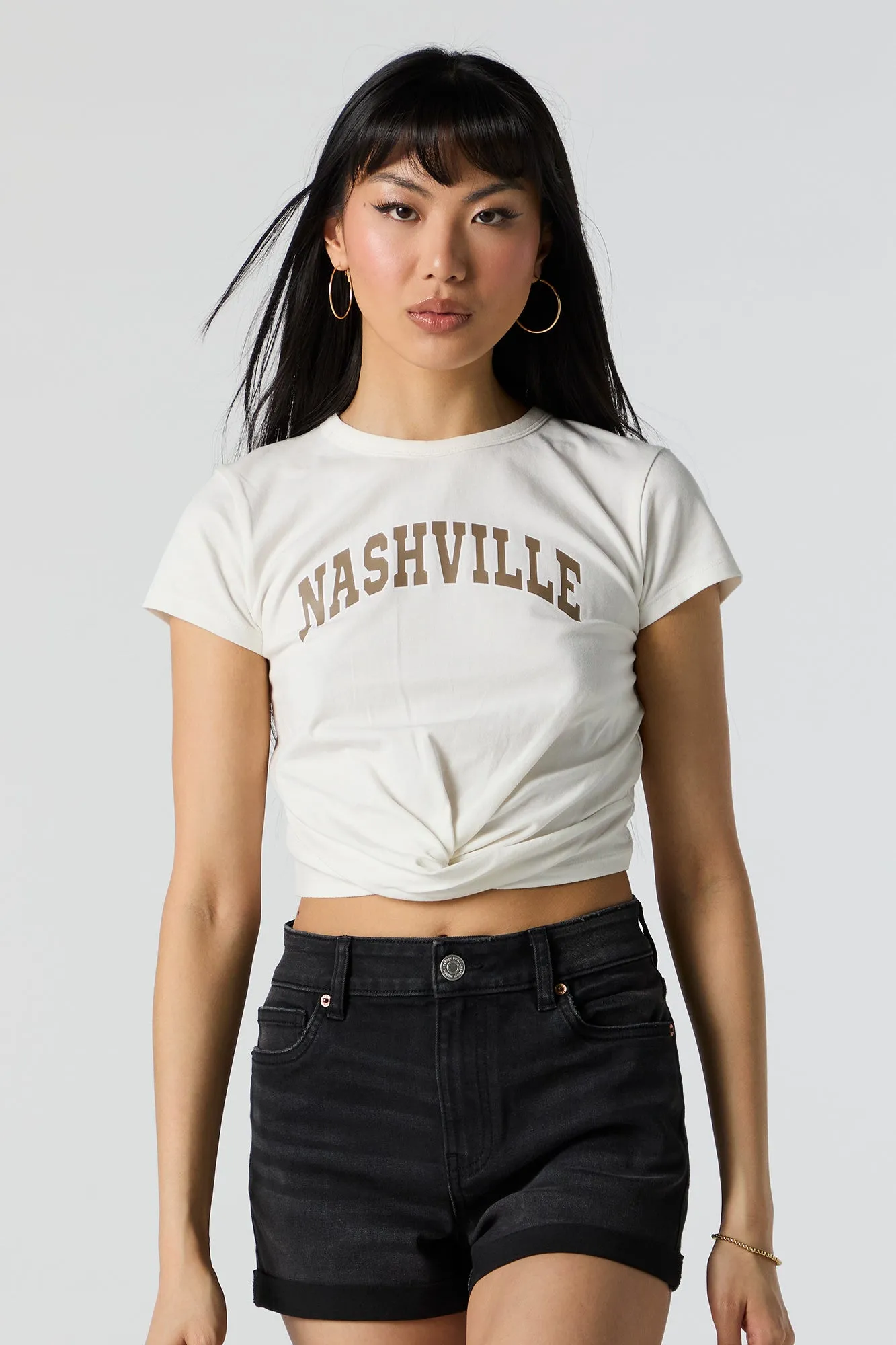 Nashville Graphic Knotted T-Shirt sold by Charlotte Russe