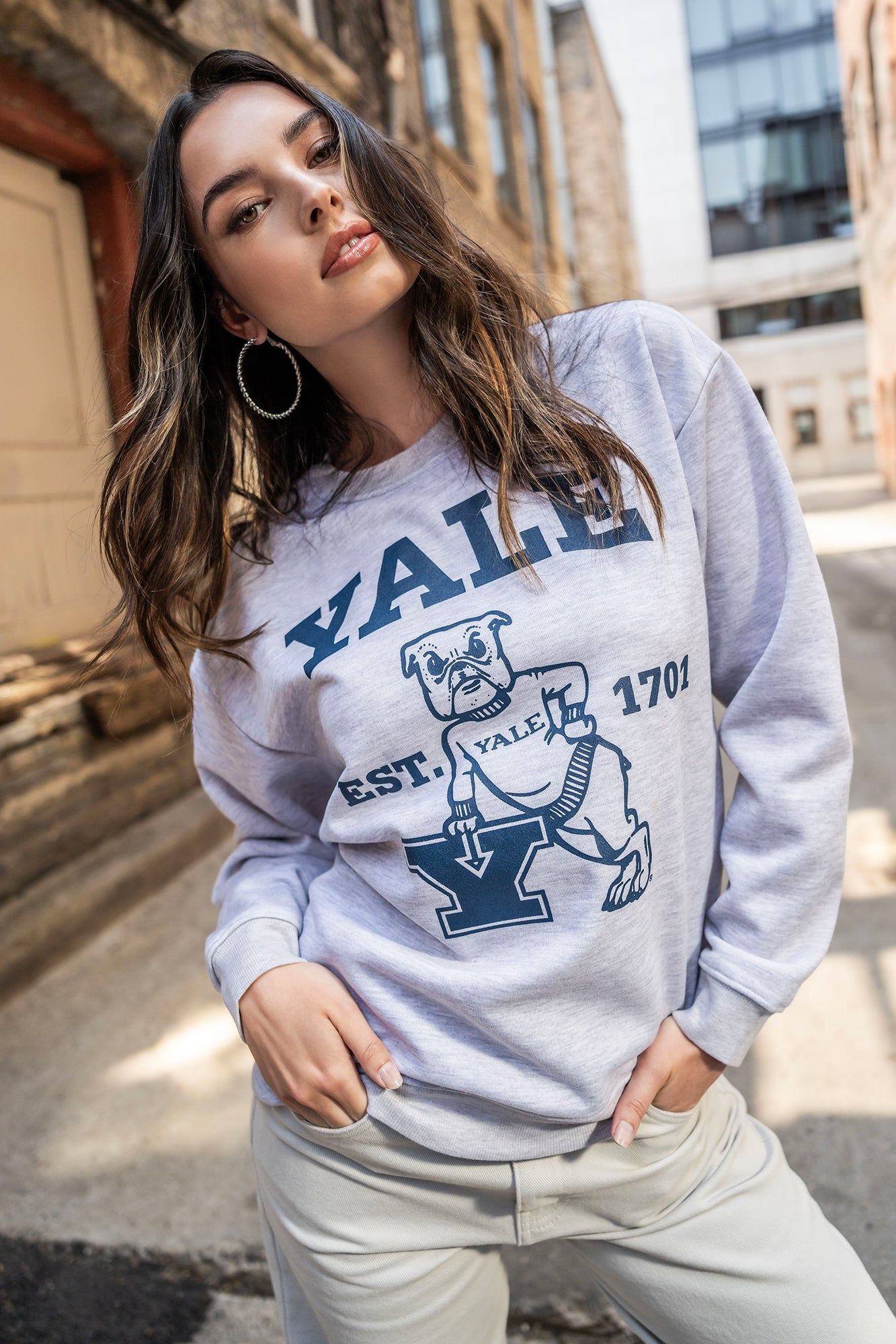 Yale Graphic Fleece Sweatshirt sold by Charlotte Russe