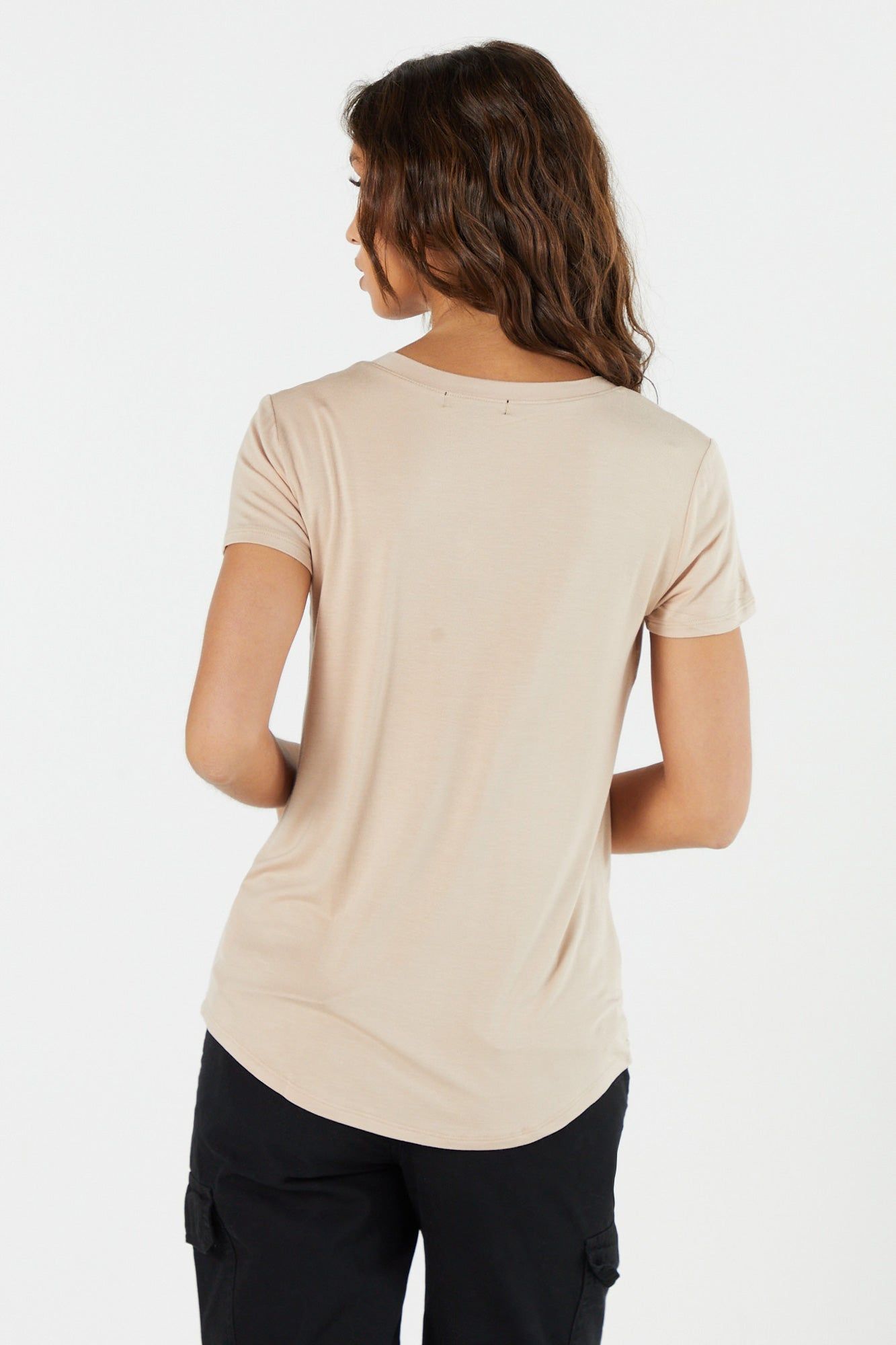 Colored Relaxed V-Neck Pocket T-Shirt sold by Charlotte Russe product image thumbnail 2