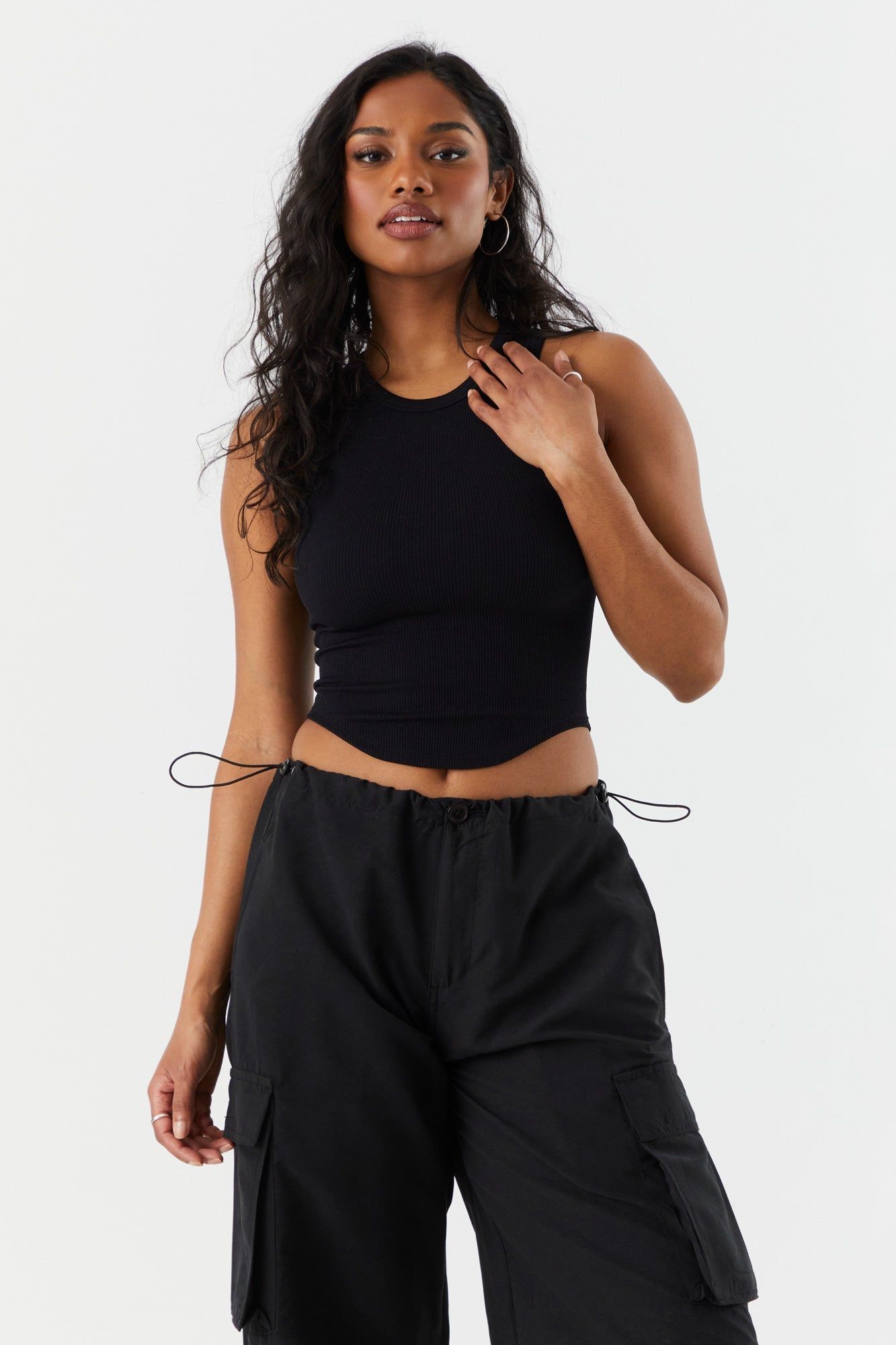 Seamless Curved Hem Ribbed Tank sold by Charlotte Russe product image thumbnail 5