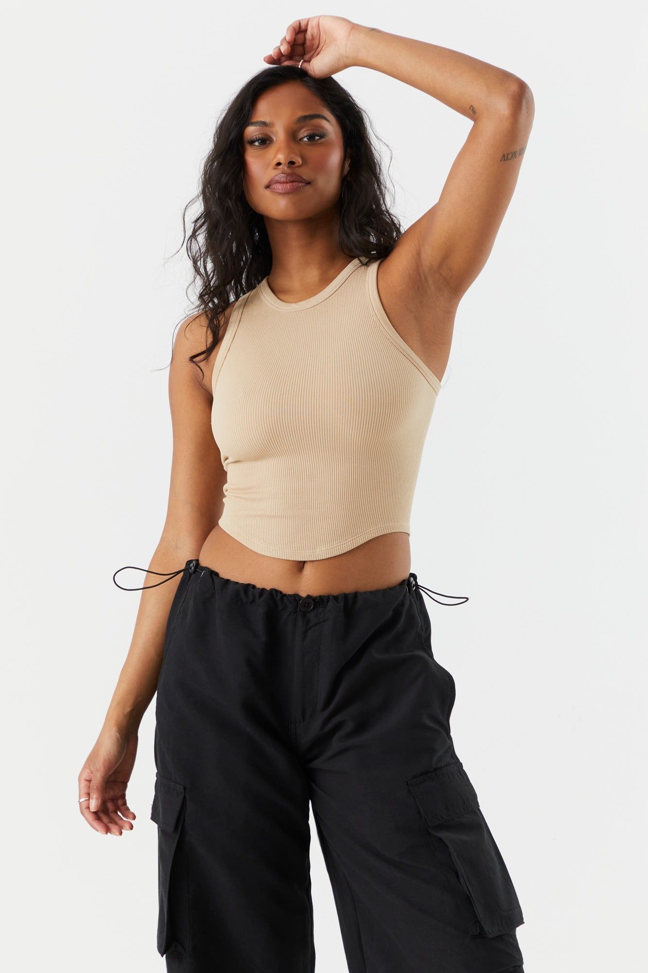 Seamless Curved Hem Ribbed Tank sold by Charlotte Russe product image thumbnail 2