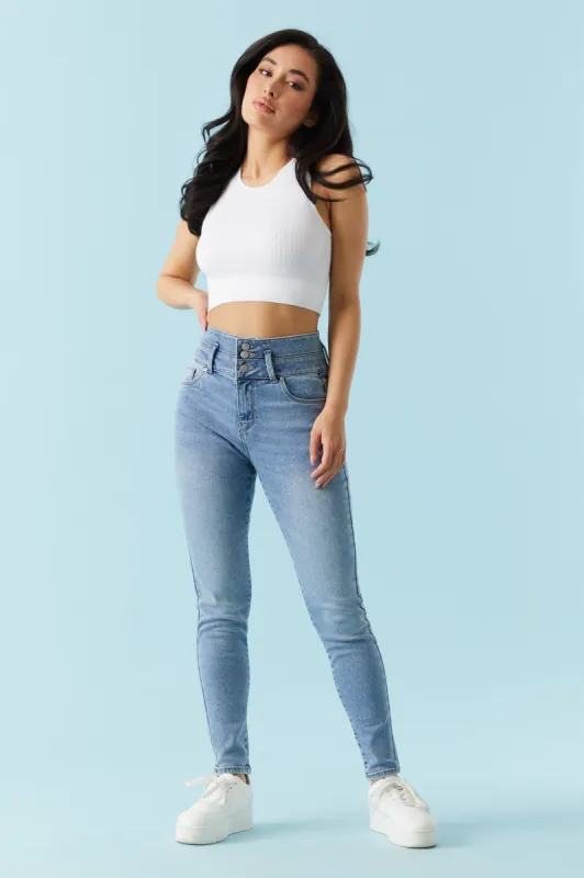 Refuge High-Rise Push-Up Medium Wash Skinny Jean sold by Charlotte Russe