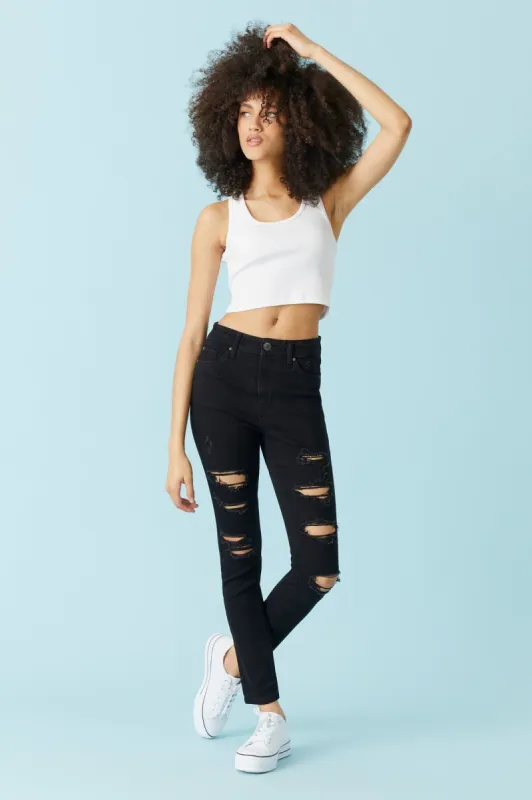 Refuge High-Rise Distressed Black Wash Skinny Jean sold by Charlotte Russe