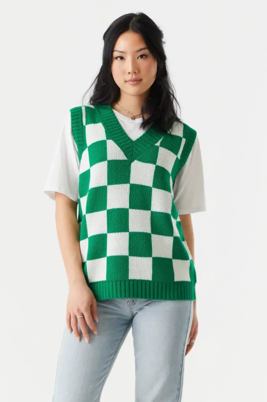 Checkered Print Chunky Knit Vest sold by Charlotte Russe