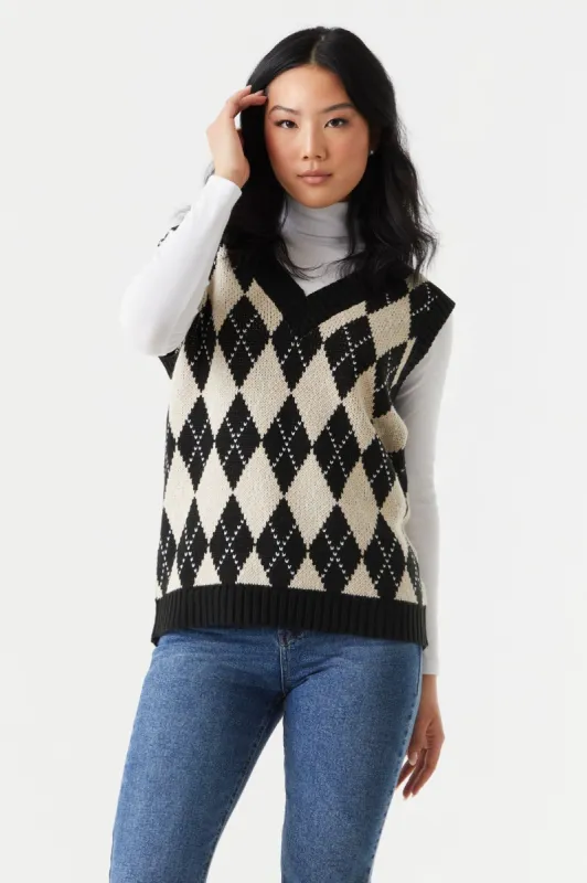 Argyle Print Chunky Knit Vest sold by Charlotte Russe
