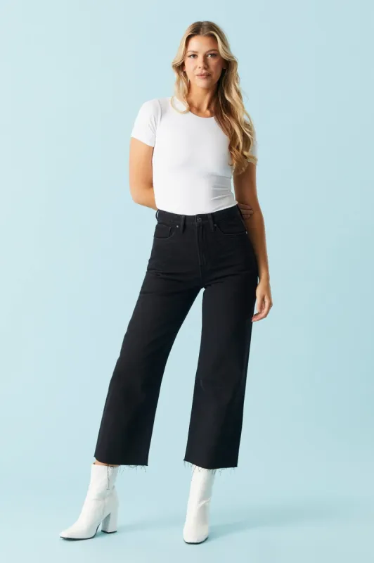 Refuge Crop Wide Leg Black Jean sold by Charlotte Russe