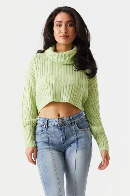 Chunky Knit Cropped Turtleneck Sweater sold by Charlotte Russe