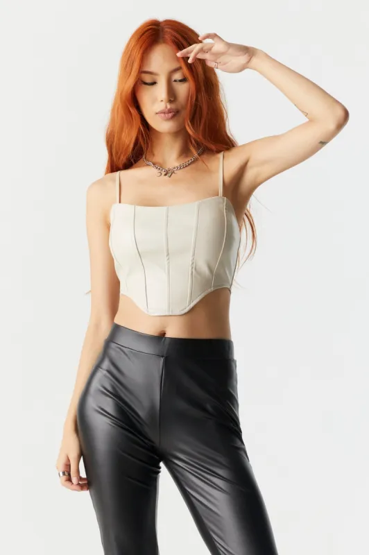 Removable Straps Faux-Leather Corset Crop Top made by Charlotte Russe