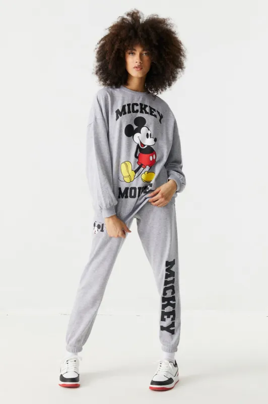 Mickey Graphic Fleece Varsity Jogger sold by Charlotte Russe