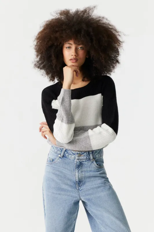 Thick Striped Cropped Crew Neck Sweater sold by Charlotte Russe