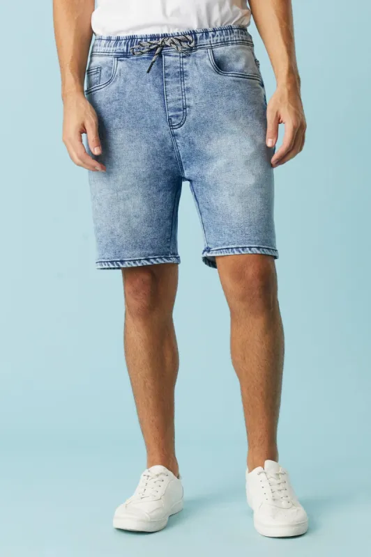 Eco-Friendly Denim Knit Jogger Short sold by Charlotte Russe