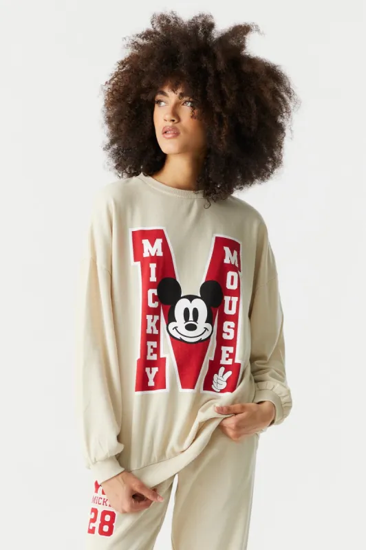 Mickey Mouse Graphic Varsity Fleece Boyfriend Sweatshirt sold by Charlotte Russe