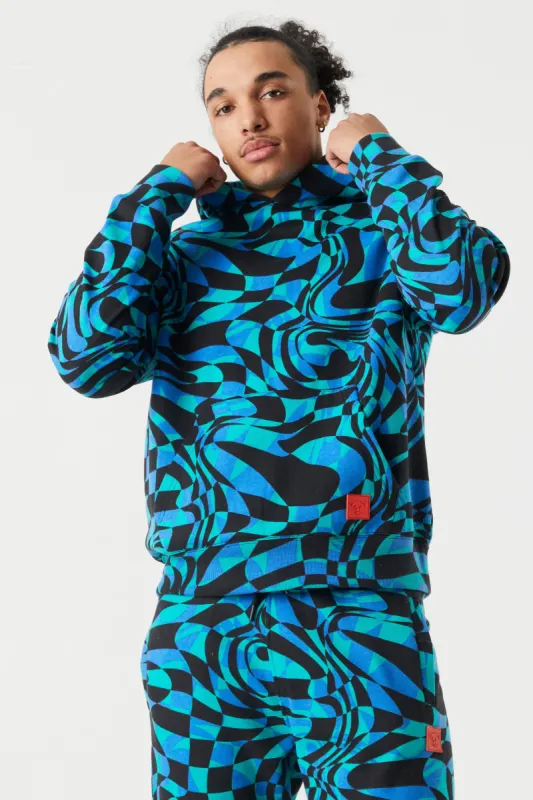 Warped Checkered Print Fleece Hoodie sold by Charlotte Russe