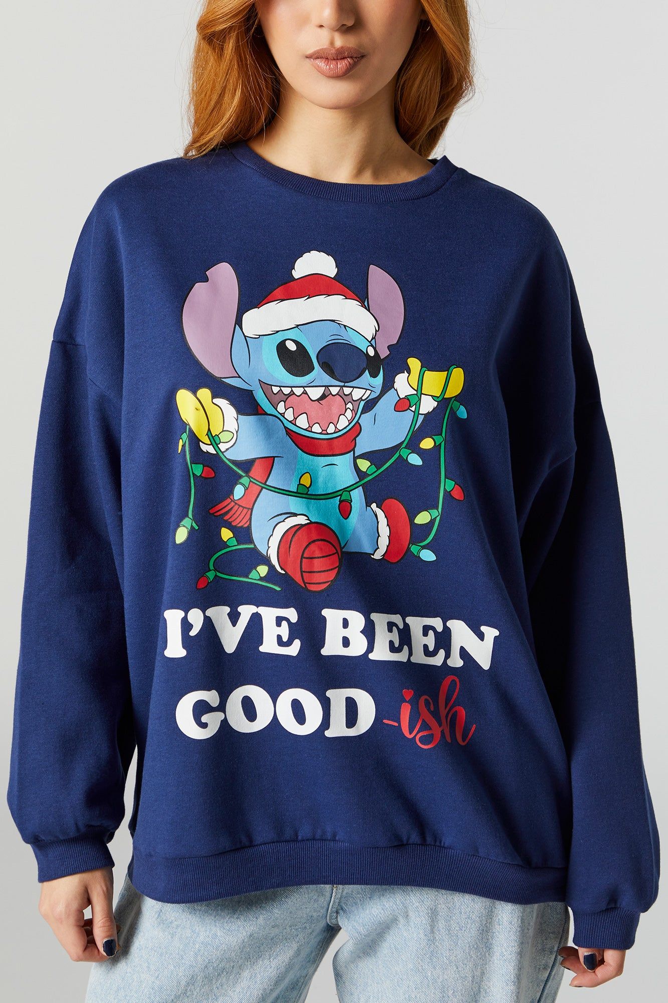 Xmas Stitch Graphic Fleece Sweatshirt sold by Charlotte Russe product image thumbnail 2