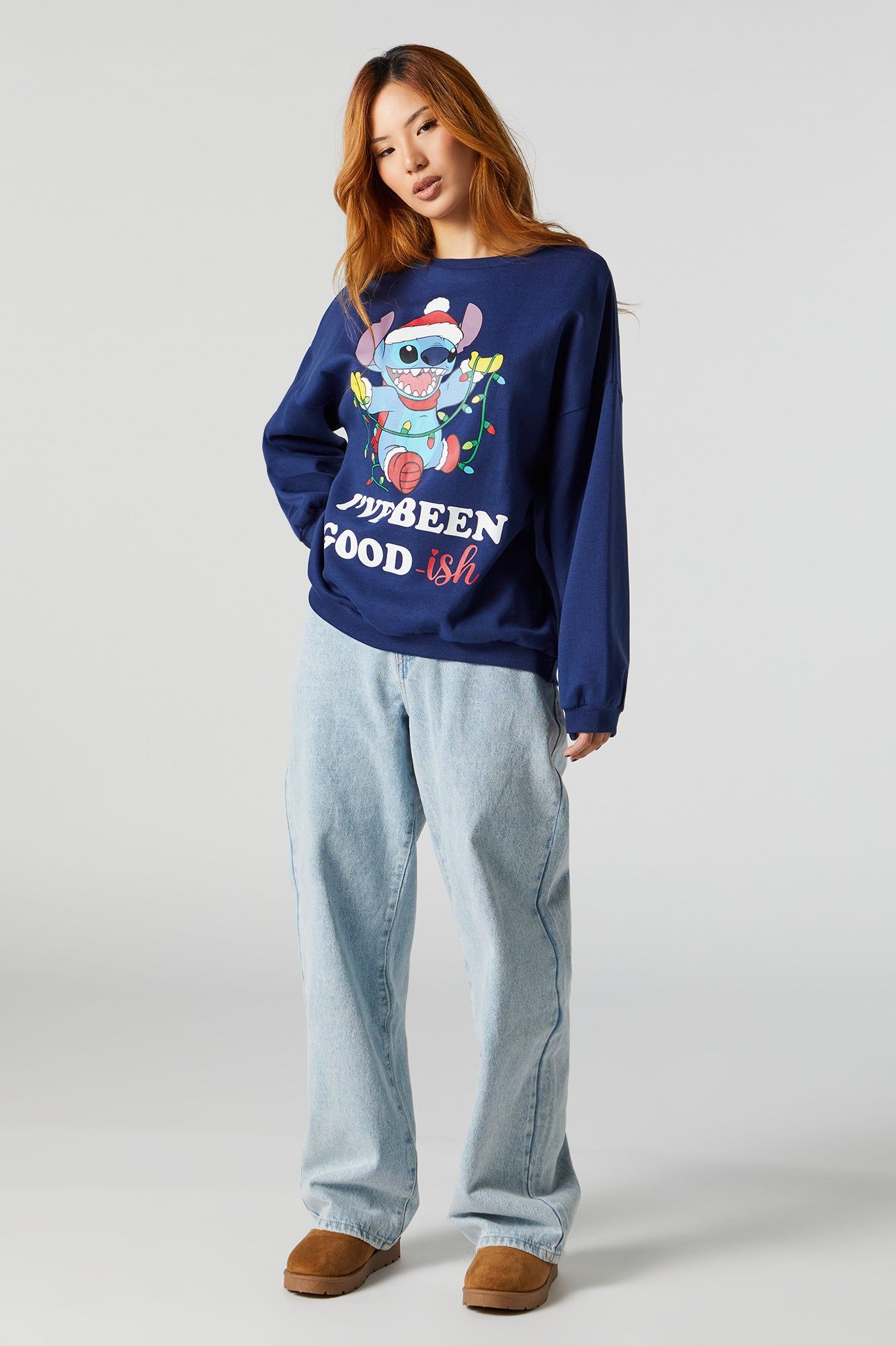 Xmas Stitch Graphic Fleece Sweatshirt sold by Charlotte Russe product image thumbnail 4