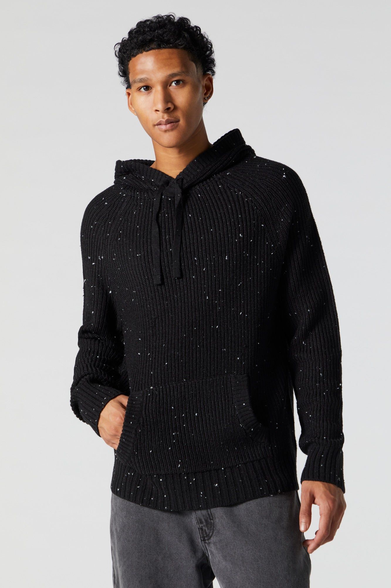 Speckled Knit Hoodie sold by Charlotte Russe product image thumbnail 4