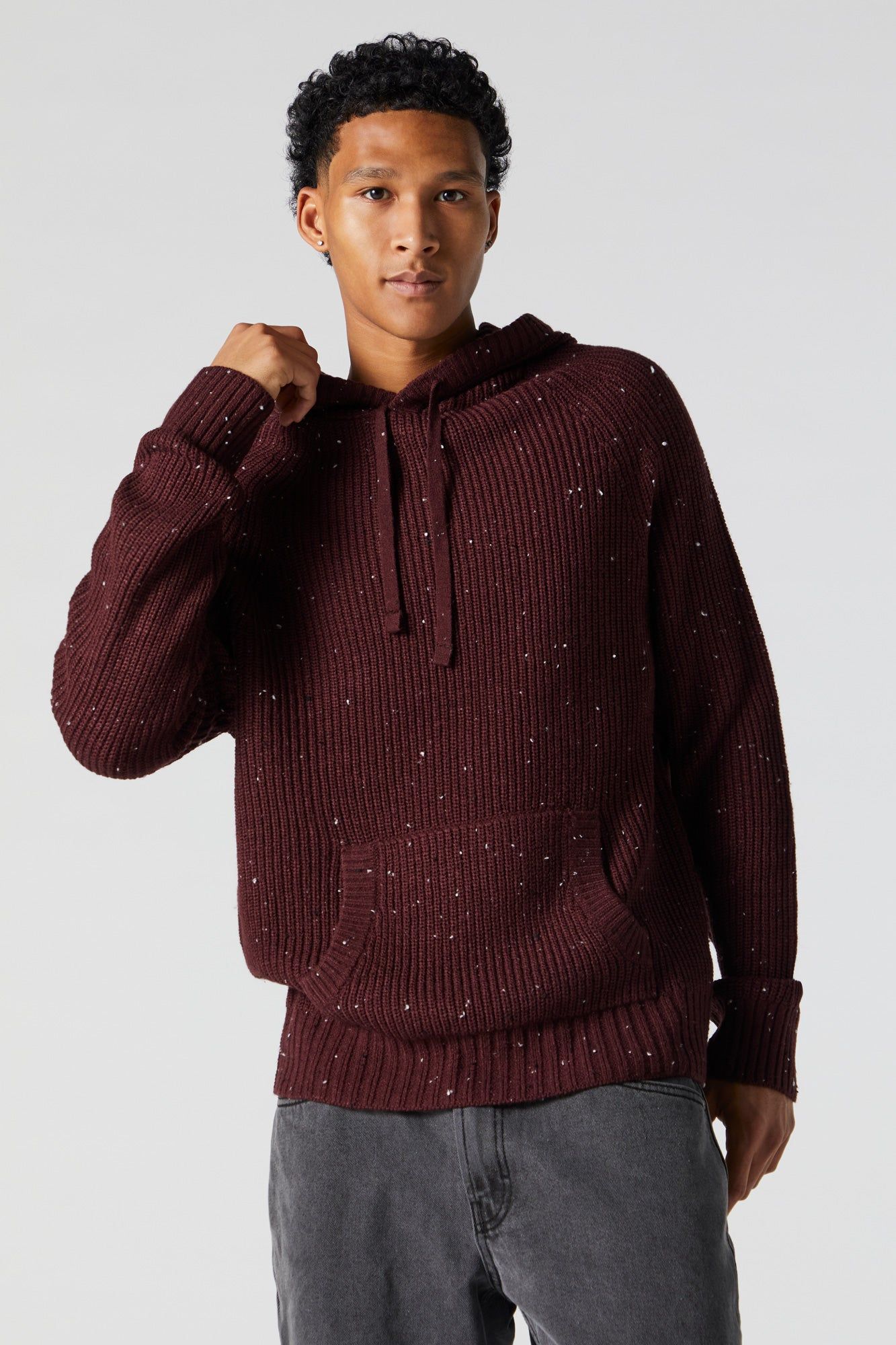 Speckled Knit Hoodie sold by Charlotte Russe product image thumbnail 2