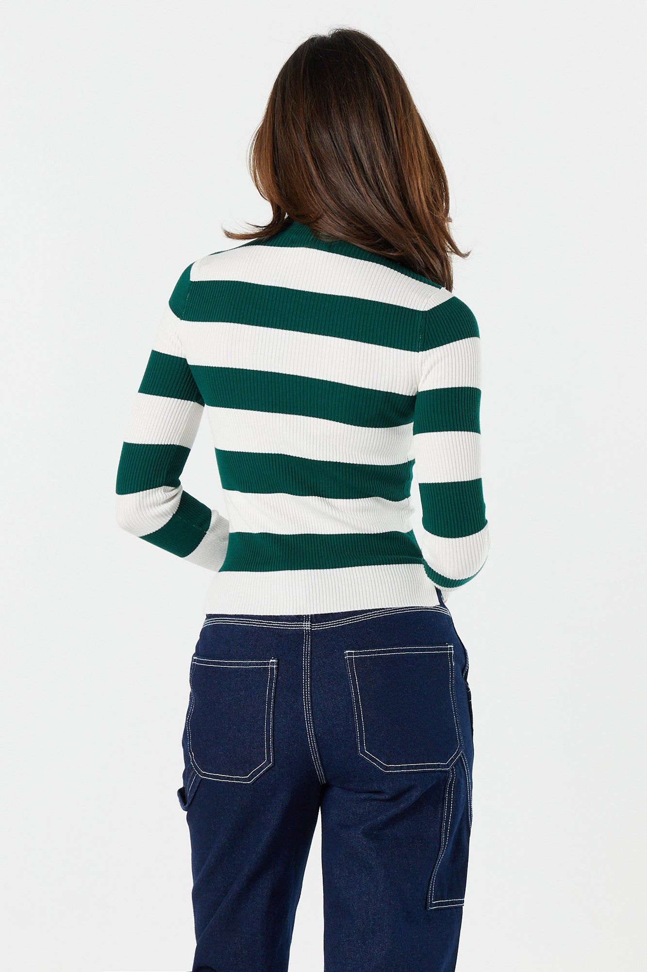 Striped Split Hem Mock Neck Sweater sold by Charlotte Russe product image thumbnail 5