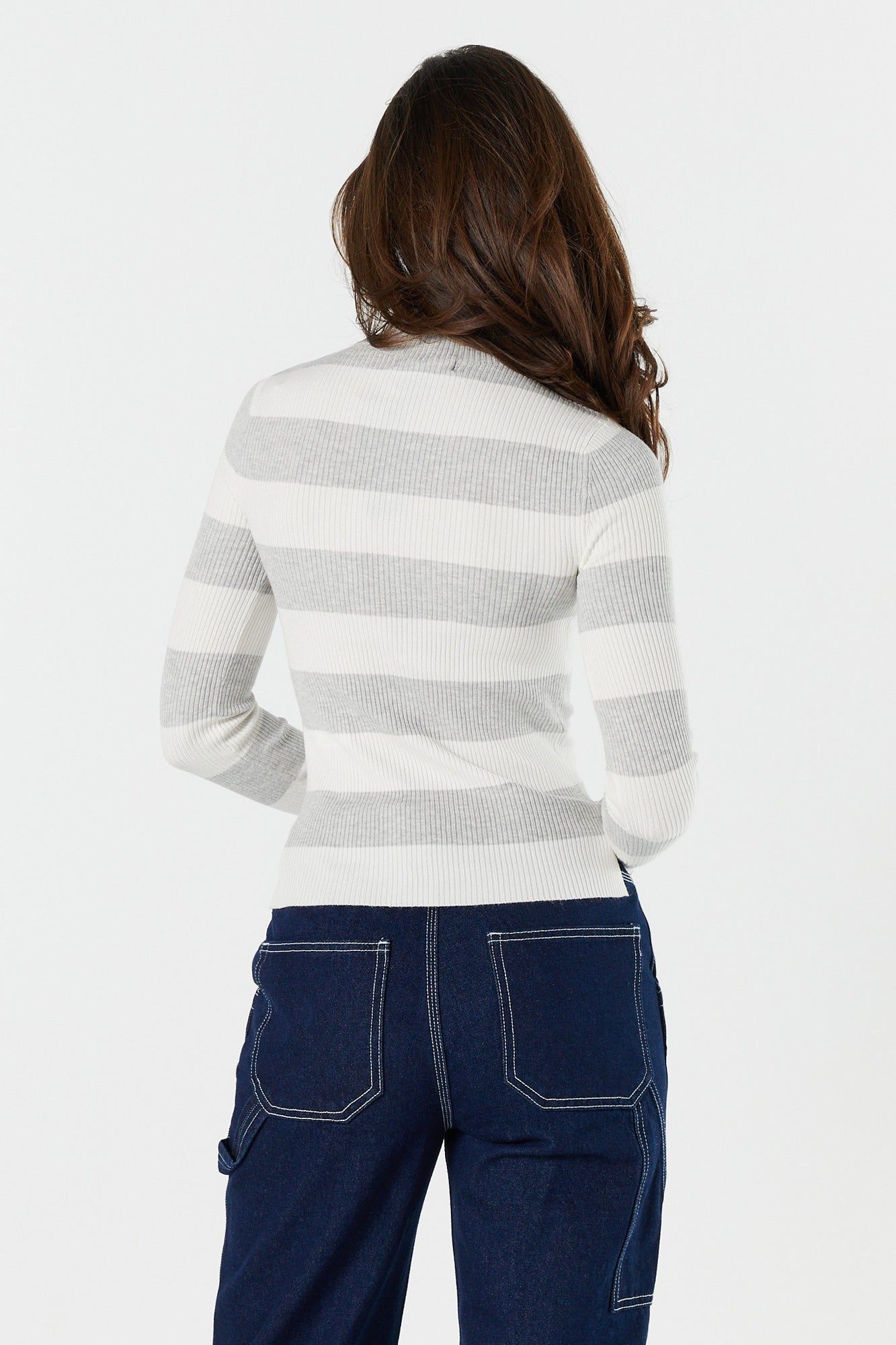 Striped Split Hem Mock Neck Sweater sold by Charlotte Russe product image thumbnail 2