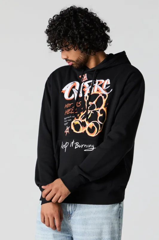 Fire Bear Embroidered Fleece Hoodie sold by Charlotte Russe