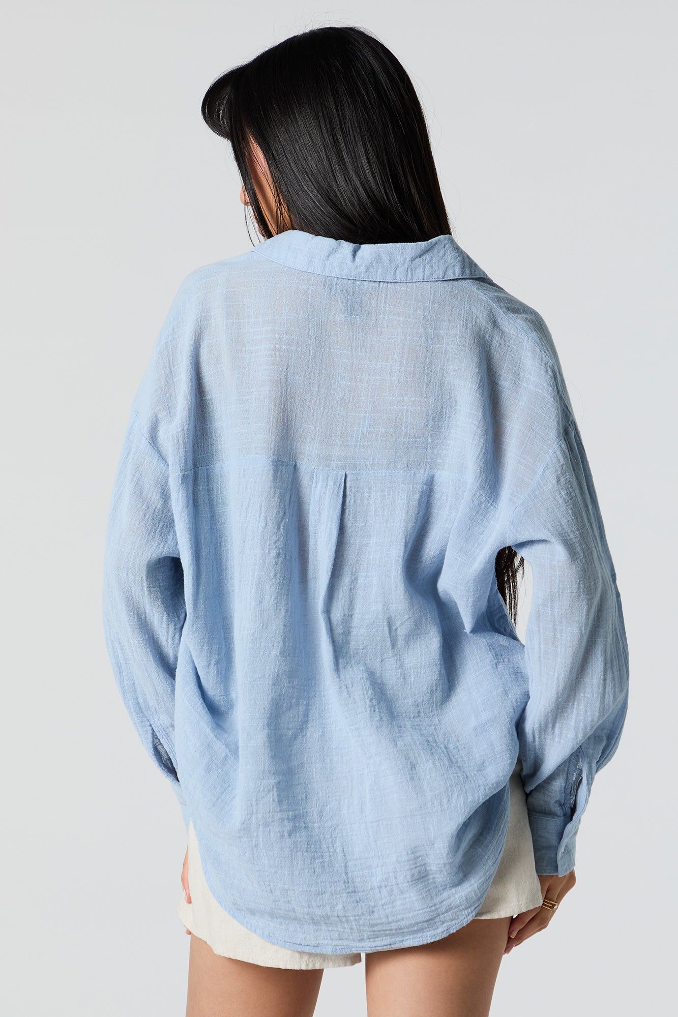 Oversized Textured Button-Up Top sold by Charlotte Russe product image thumbnail 3