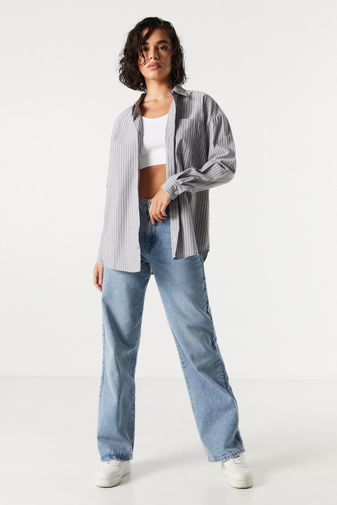 Pinstriped Button-Up Top sold by Charlotte Russe product image thumbnail 3