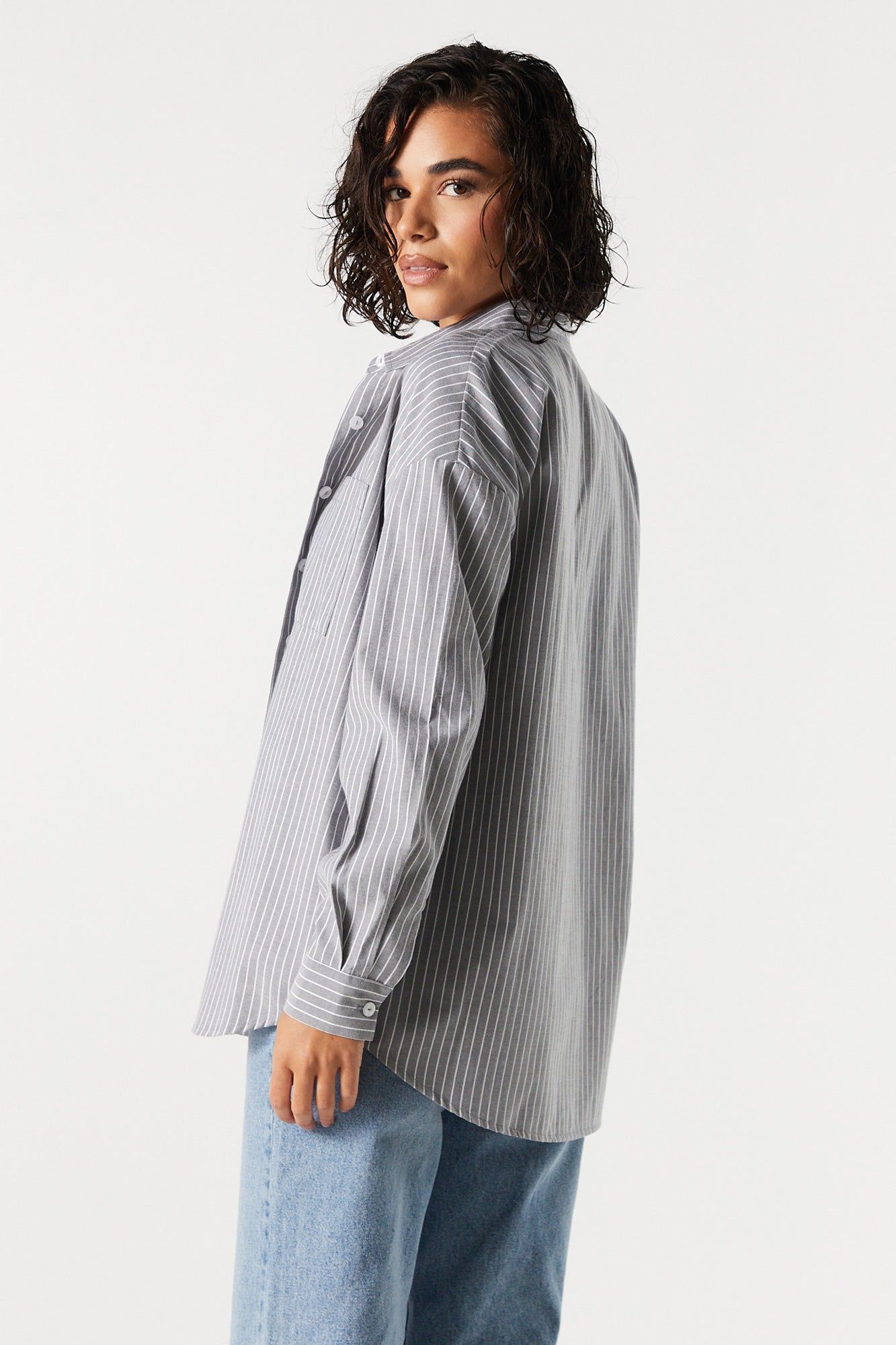 Pinstriped Button-Up Top sold by Charlotte Russe product image thumbnail 2