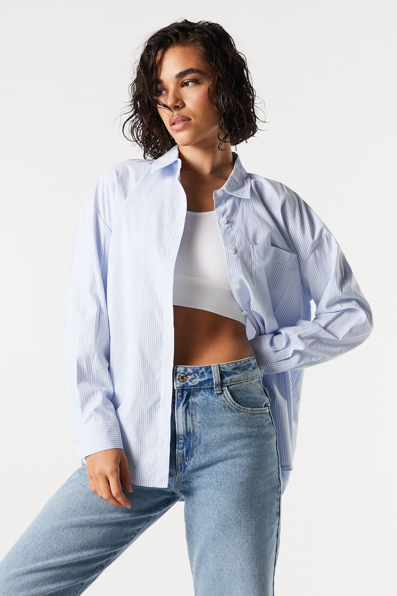 Pinstriped Button-Up Top sold by Charlotte Russe product image thumbnail 4