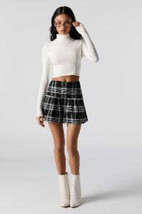 Black and White Plaid Pleated Skirt sold by Charlotte Russe