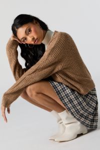 Black and White Plaid Pleated Skirt sold by Charlotte Russe