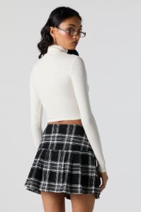 Black and White Plaid Pleated Skirt sold by Charlotte Russe