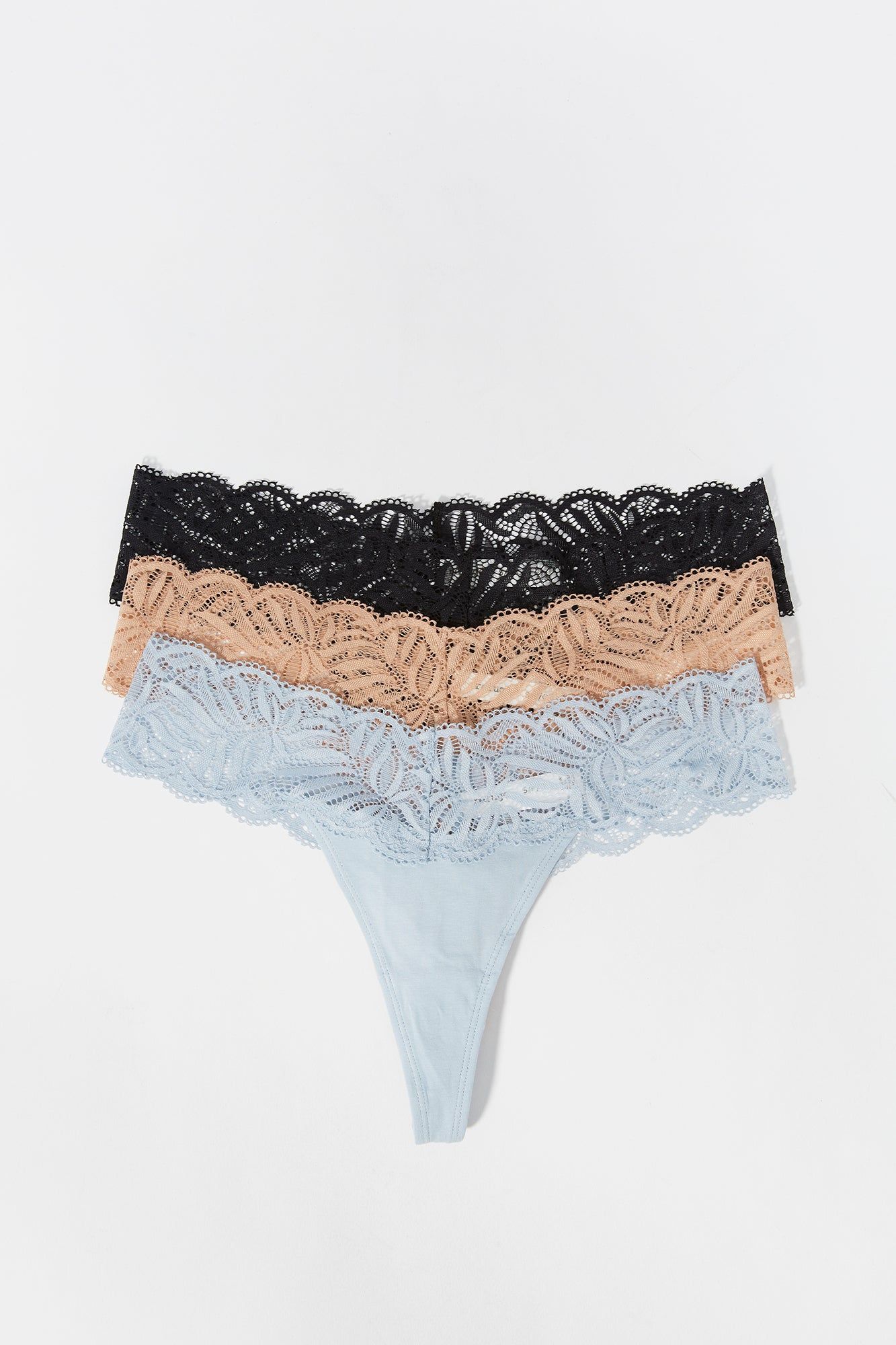 Light Blue Lace Thong (3 Pack) sold by Charlotte Russe product image thumbnail 2