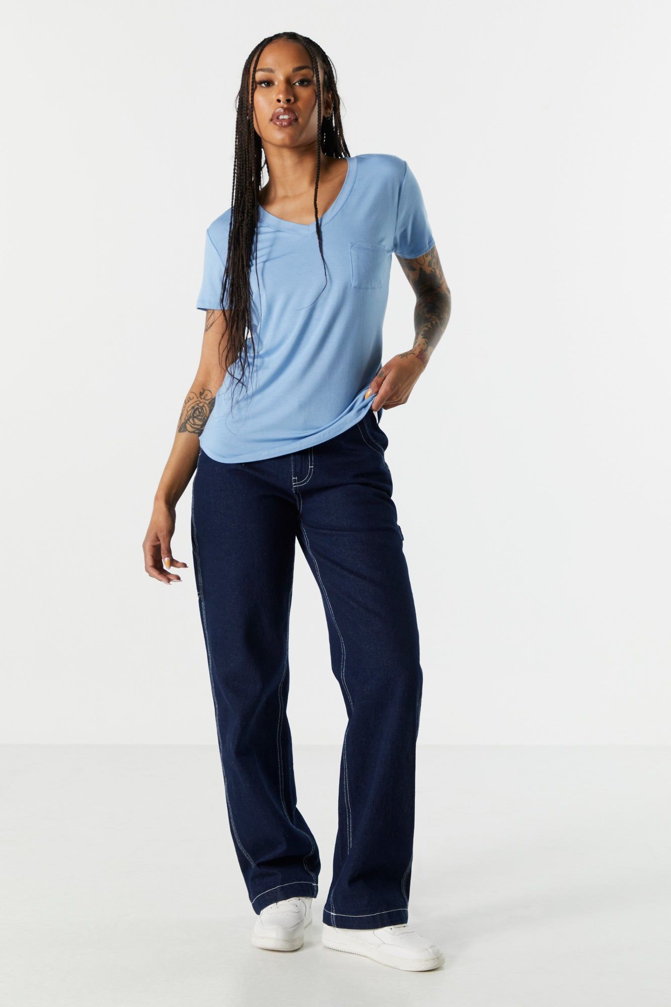 Basic Pocket V-Neck T-Shirt sold by Charlotte Russe product image thumbnail 3