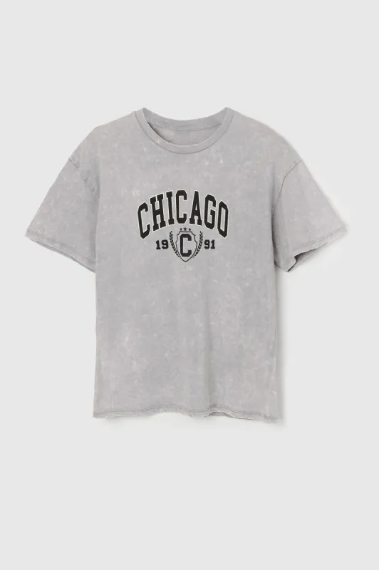 Chicago Graphic Washed T-Shirt sold by Charlotte Russe