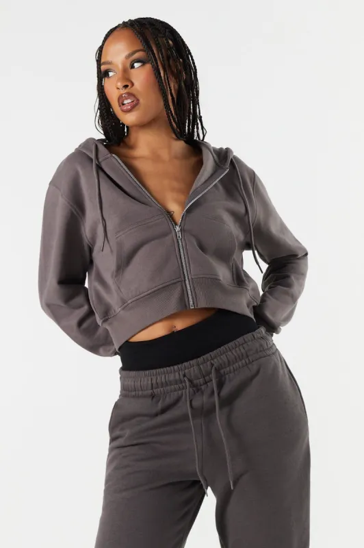 Fleece Zip-Up Hoodie sold by Charlotte Russe