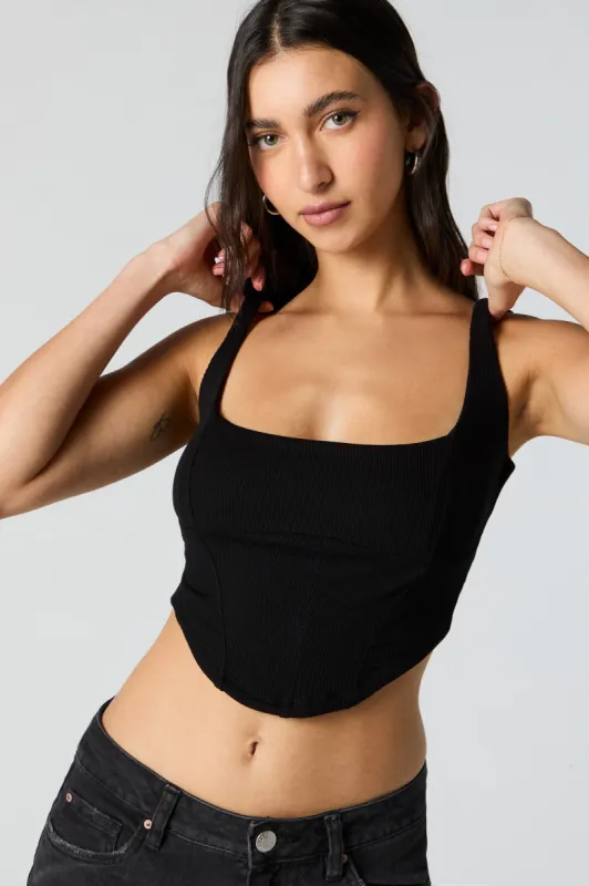 Ribbed Square Neck Corset Cropped Tank sold by Charlotte Russe