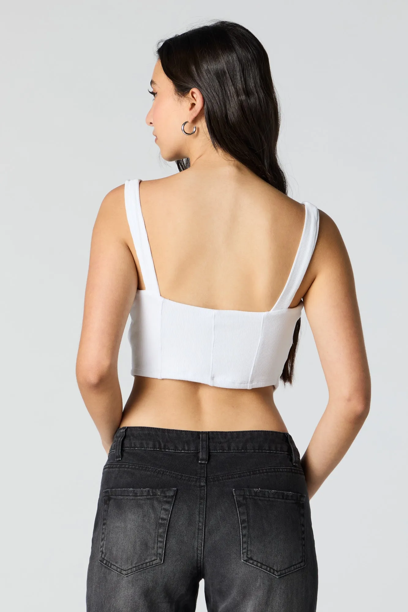Ribbed Square Neck Corset Cropped Tank sold by Charlotte Russe product image thumbnail 5