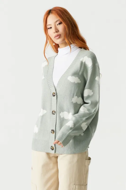 Cloud Print Knit Cardigan sold by Charlotte Russe