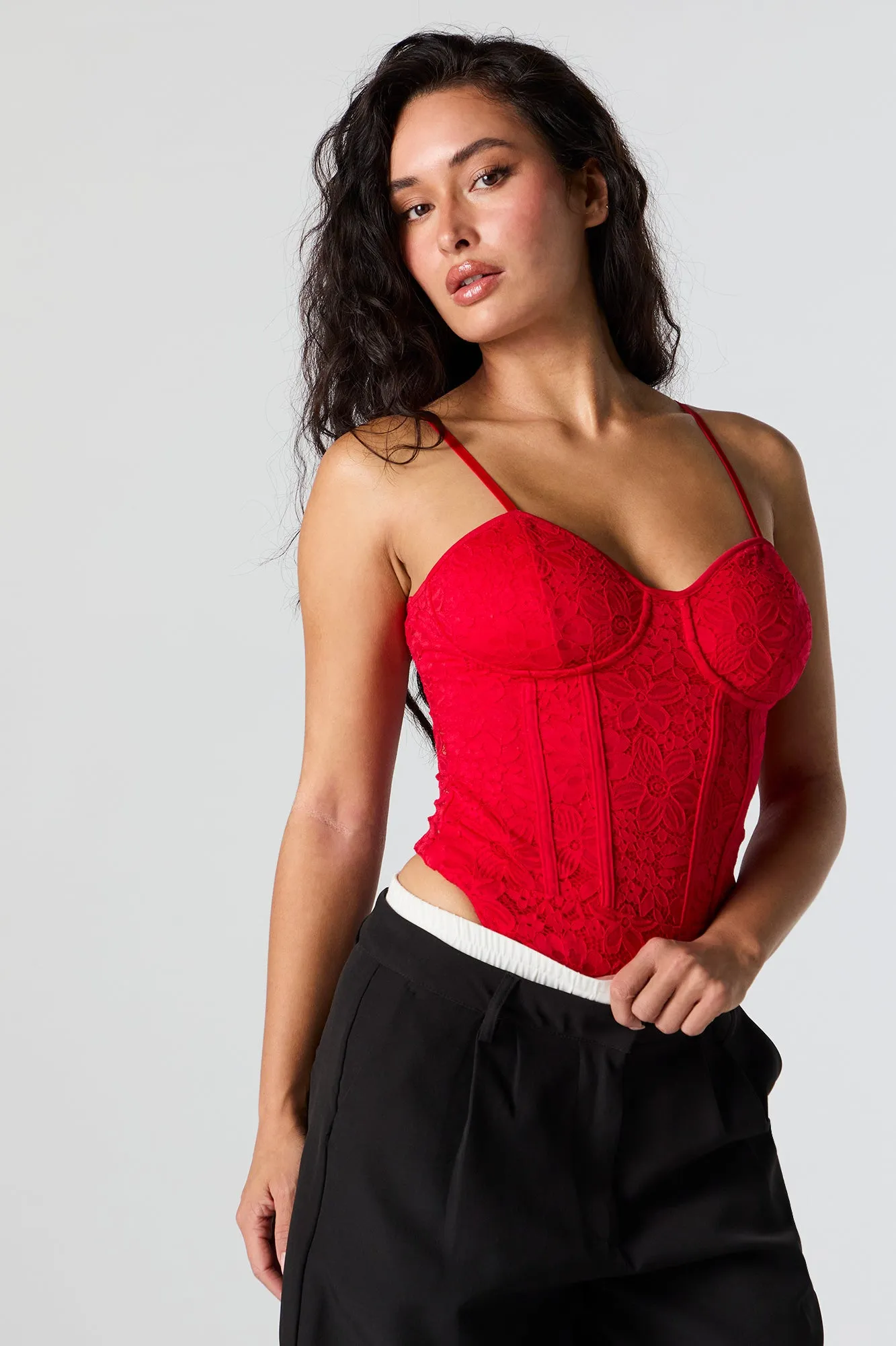 Floral Lace Corset Bodysuit sold by Charlotte Russe product image thumbnail 2